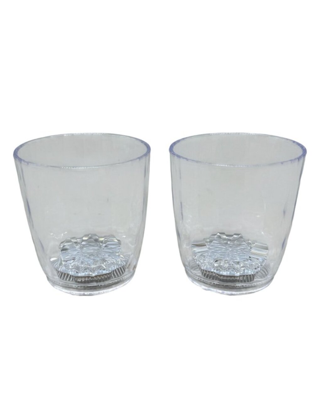 Set Of 2 Clear Acrylic Light Up Drinking Glasses With Textured Bottom Design REA